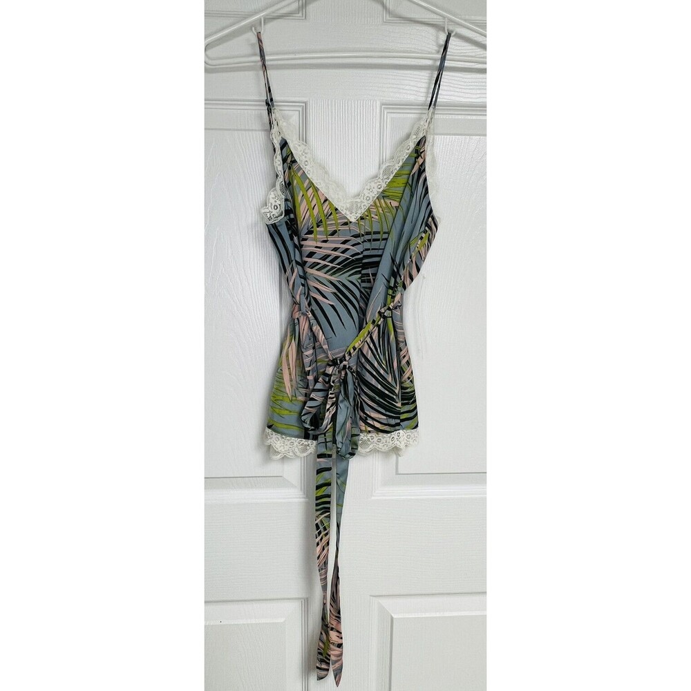 Aqua Picot Trim Camisole Belted Women's XS Multi Color Lace Pullover NWT